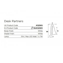 Desk Partners Lampe à clip Flex Blanc peint/acier souple/plastique