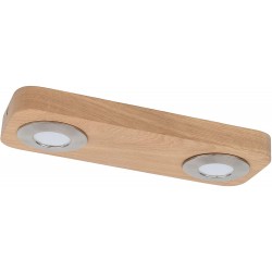 Sunniva Plafonnier LED en bois et métal, chêne huilé/nickel mat 2x5w britop ref 2291274