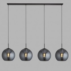 Suspension, 4 lumieres, metal alu, noir,1024-4SM