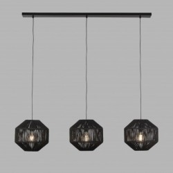 Suspension, 3 lumieres, corde, noir mat,11201-3BK