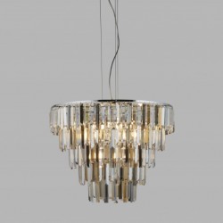 Suspension, 9 lumieres, metal alu, chrome,1229-9CC