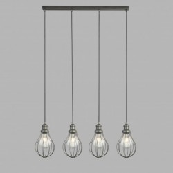 Suspension, 4 lumieres, metal alu, argent,1384-4PW