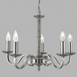 Suspension, 5 lumieres, metal alu, satin silver,1505-5SS