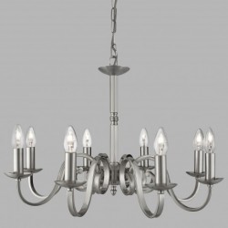 Suspension, 8 lumieres, metal alu, satin silver,1508-8SS