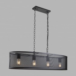 Suspension, 4 lumieres, metal alu, noir mat,2484-4BK