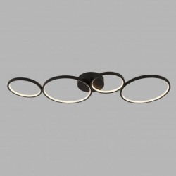 Suspension, 4 lumieres, metal alu, matt noir,25772-4BK