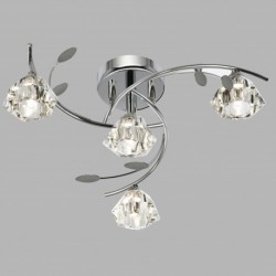 Suspension, 4 lumieres, metal alu, chrome,2634-4CC