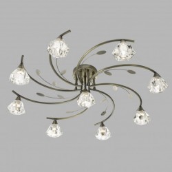 Suspension, 9 lumieres, metal alu, laiton antique,2639-9AB