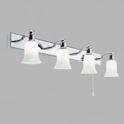 Applique, 4 lumieres, metal alu, chrome + blanc,2934-4CC-LED