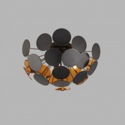 Suspension, 3 lumieres, plastique, or noir,3073-3BG