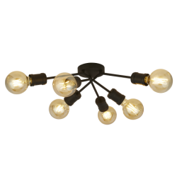 Suspension, 6 lumieres, metal alu, sable noir,45201-6BK