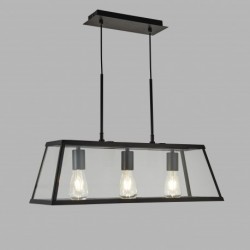 Suspension, 3 lumieres, metal alu, noir,4613-3BK