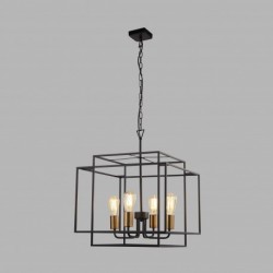 Suspension, 4 lumieres, metal alu, matt noir,4634BK