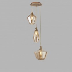 Suspension, 3 lumieres, metal alu, laiton antique,5423-3AB