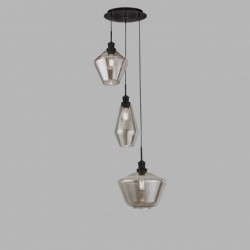 Suspension, 3 lumieres, metal alu, noir,5423-3BK