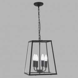 Suspension, 4 lumieres, metal alu, noir,5614BK