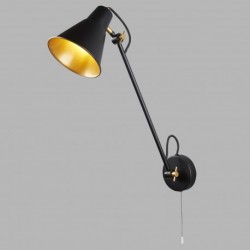 Applique, 1 lumiere, metal alu, or noir,6302BK