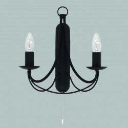 Suspension, 2 lumieres, metal alu, noir,6342-2BK