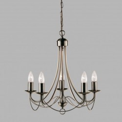 Suspension, 5 lumieres, metal alu, laiton antique,6345-5AB