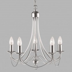 Suspension, 5 lumieres, metal alu, satin silver,6345-5SS