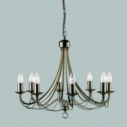 Suspension, 8 lumieres, metal alu, laiton antique,6348-8AB