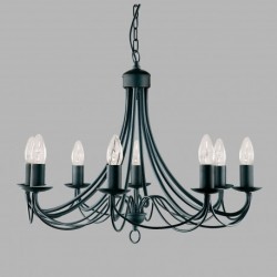 Suspension, 8 lumieres, metal alu, noir,6348-8BK