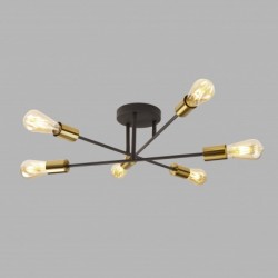 Suspension, 6 lumieres, metal alu, laiton noir,8046-6BK