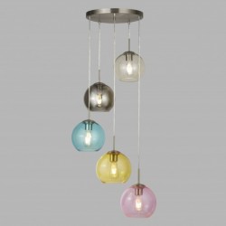 Suspension, 5 lumieres, metal alu, satin argent,8135-5SS