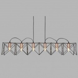 Suspension, 6 lumieres, metal alu, noir,8416-6BK