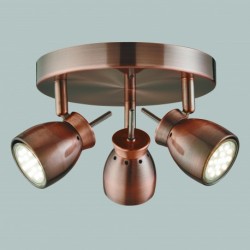 Suspension, 3 lumieres, metal alu, cuivre antique,8813CU