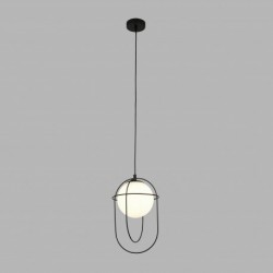 Suspension, 1 lumiere, verre, blanc noir,9131BK