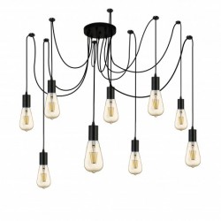 Suspension, 9 lumieres, metal alu, noir mat,9669-9BK