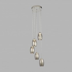 Suspension, 5 lumieres, metal alu, chrome,97291-5SM