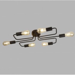 Suspension, 6 lumieres, metal alu, noir mat,9926-6BK