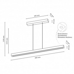 BRITOP,Suspension en Chêne Huilé, Design Contemporrain, avec Variateur Tactile, SMAL 2 LED,1509574