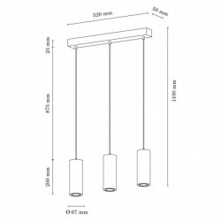 BRITOP,Suspension en Chêne Huilé, Design Scandinave Moderne 3 Têtes Alignées, PIPE,1551374