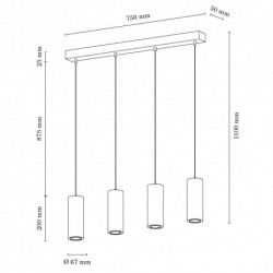 BRITOP,Suspension en Chêne Huilé, Design Scandinave Moderne 4 Têtes, PIPE,1551474