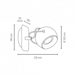 BRITOP,Applique en Métal, Design Industriel 1 Boule, BALL,5109184