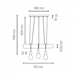 BRITOP,Suspension en Pin teinté, Design Industriel Triple Douille, TRABO CONCRETE,68599304