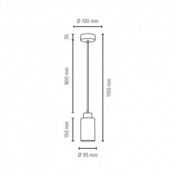 BRITOP,Suspension en Béton Gris & Verre Blanc, Design Cylindrique , 1 Ampoule, KARLA,9160136