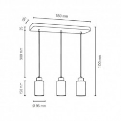 BRITOP,Suspension en Béton Gris & verre Blanc, Design Cylindrique, Plaque 3 Ampoules alignées, KARLA,9160336