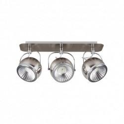 Modèle de Light Plafonnier Spot Balle Rail Applique 3 Spots avec 3 ampoules LED GU10 5 W, 3000 K, métal, nickel mat 5009387