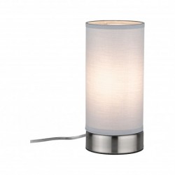 Lampe à poser Pia max.1x25W E14 Blanc/Acier brossé 230V métal/tissu