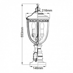 Potelet moyen 3 lumières - Bronze anglais