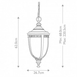 Lanterne à chaîne grande taille 3 lumières - Bronze anglais