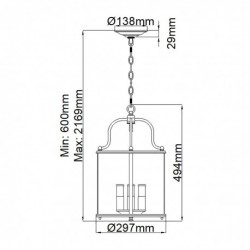 Suspension moyenne 4 lumières - Laiton poli