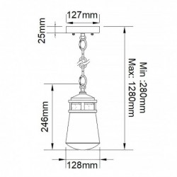 Petite lanterne à chaîne 1 lumière - Bronze architectural