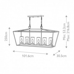 Suspension linéaire extérieure 6 lumières