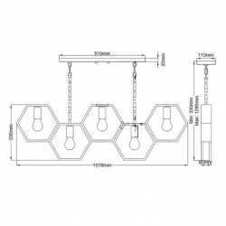 Suspension linéaire 5 lumières