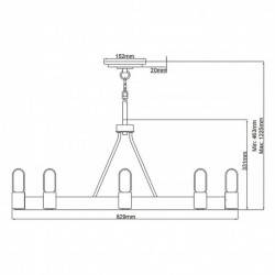 Suspension/ semi-plafonnier 8 lumières